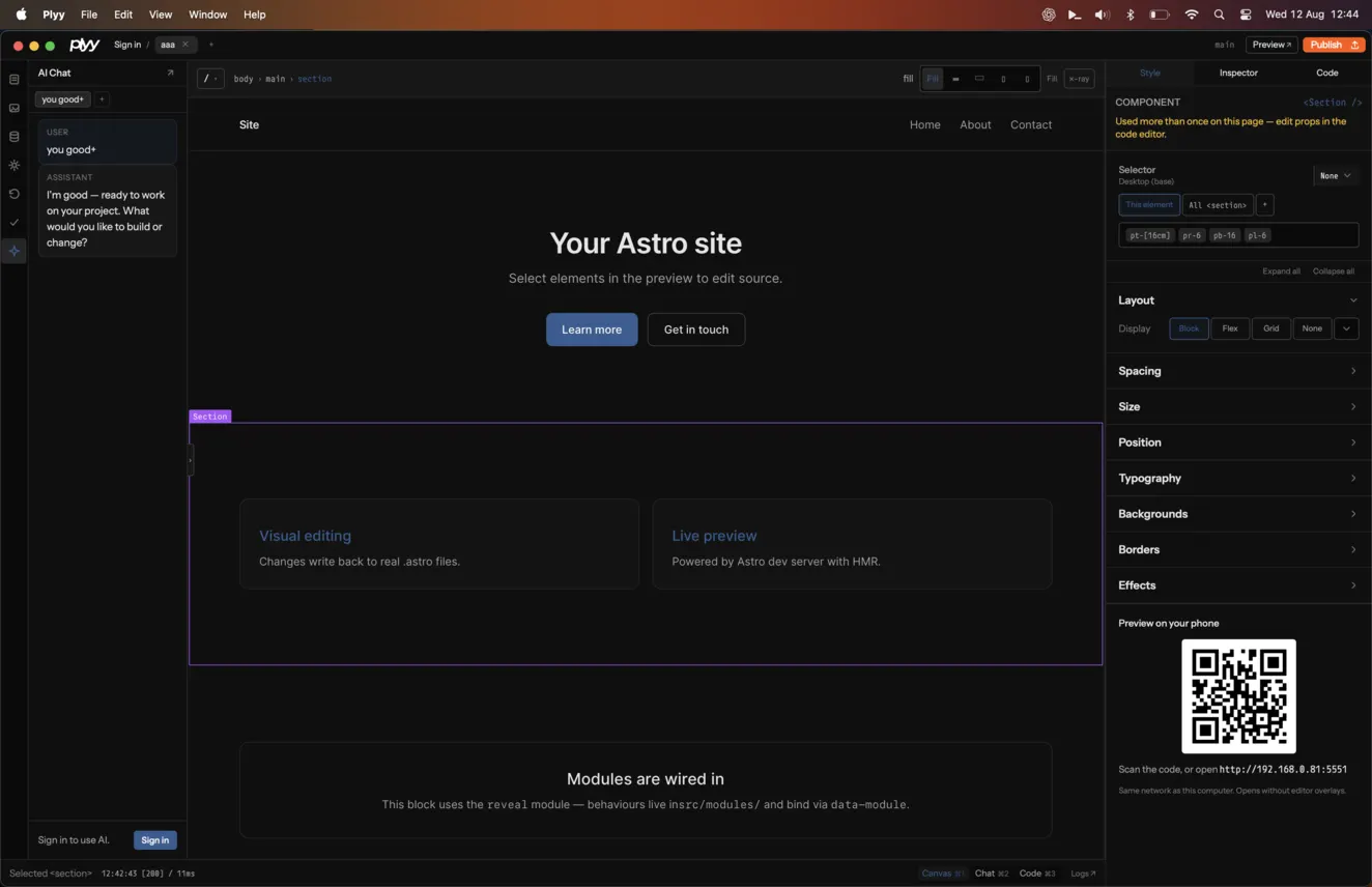 Plyy visual editor interface